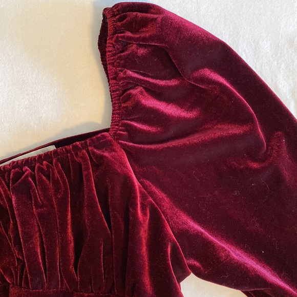 Cider Renaissance Velvet Burgundy Corset style long sleeves ruched bust - Picture 6 of 15